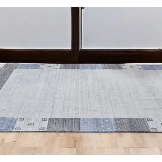 Gray Blue And Black Wool Hand Knotted Stain Resistant Area Rug Photo 1