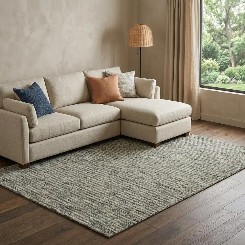Gray Blue And Brown Wool Hand Tufted Area Rug Photo 1