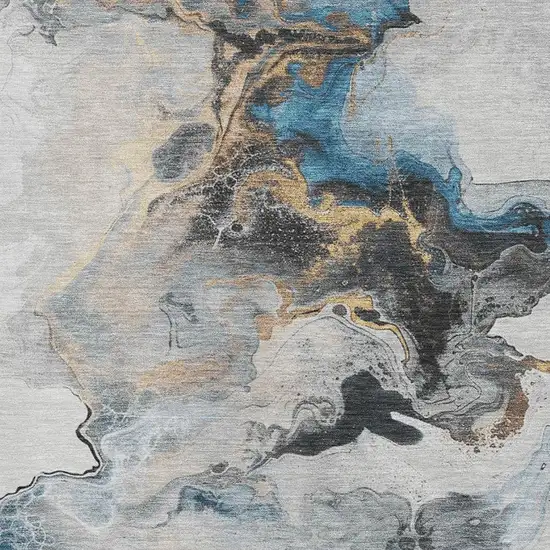 Gray Blue And Copper Abstract Washable Area Rug With UV Protection Photo 2