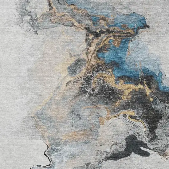 Gray Blue And Copper Abstract Washable Area Rug With UV Protection Photo 2
