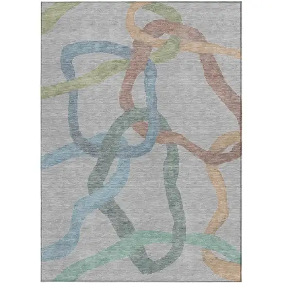 Gray Blue And Copper Abstract Washable Indoor Outdoor Area Rug Photo 3