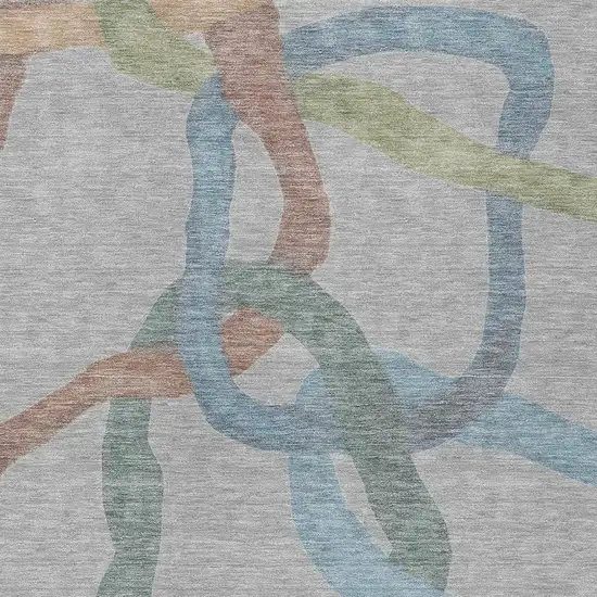 Gray Blue And Copper Abstract Washable Indoor Outdoor Area Rug Photo 2