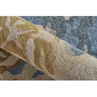Photo of Gray Blue And Gold Wool Abstract Tufted Handmade Stain Resistant Area Rug