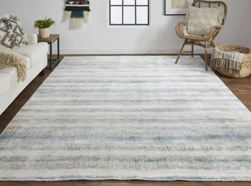 Gray Blue And Green Abstract Hand Woven Area Rug Photo 5