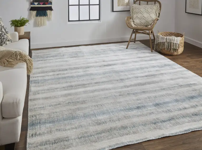 Gray Blue And Green Abstract Hand Woven Area Rug Photo 6