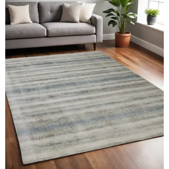 Blue and Gray Abstract Hand Woven Area Rug Photo 1