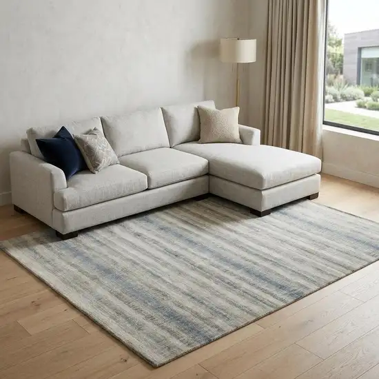 Gray Blue And Green Abstract Hand Woven Area Rug Photo 1