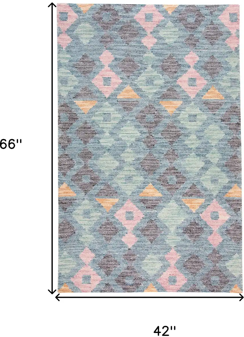Gray Blue And Green Wool Geometric Tufted Handmade Area Rug Photo 10