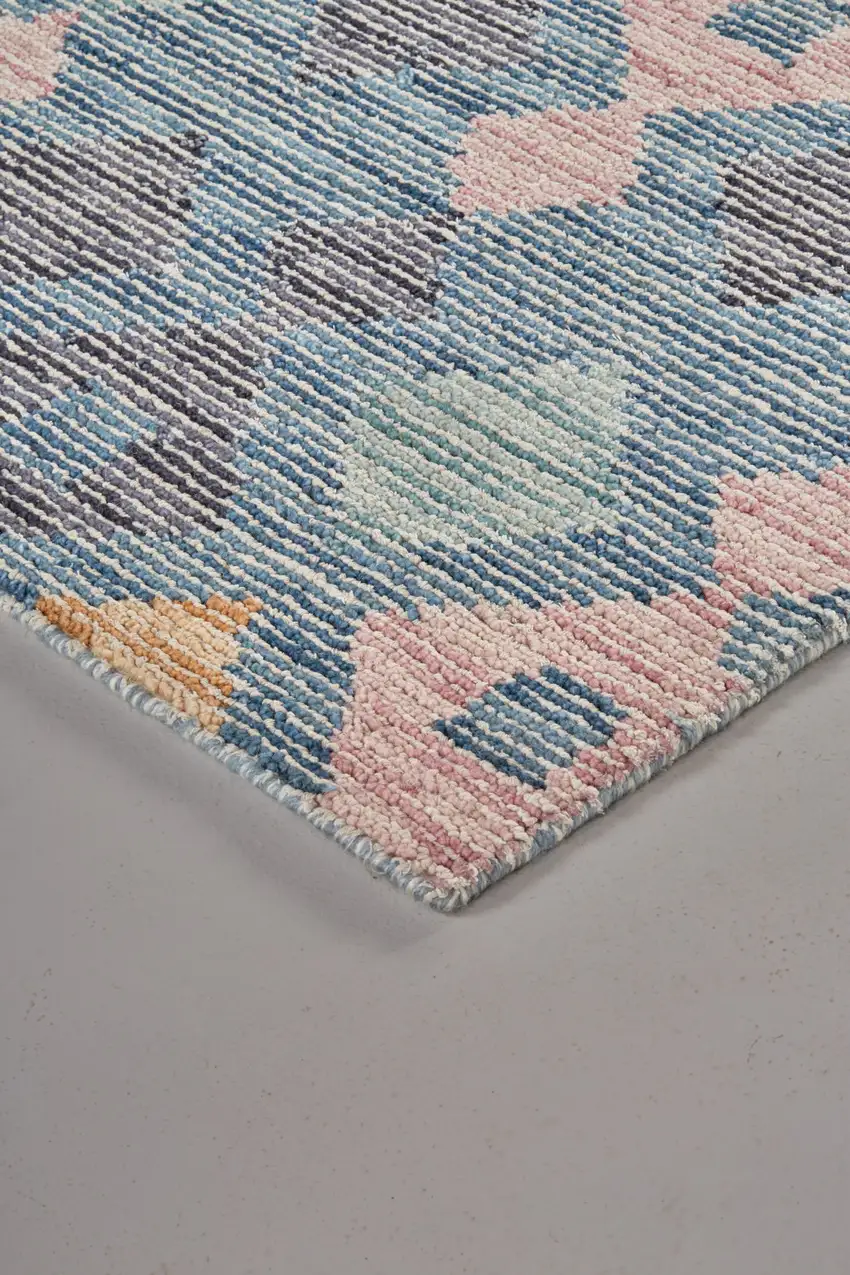 Gray Blue And Green Wool Geometric Tufted Handmade Area Rug Photo 6