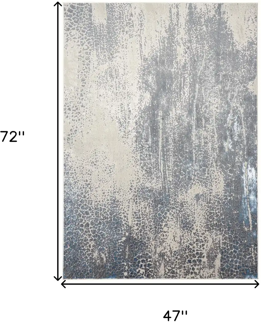 Gray Blue And Ivory Abstract Area Rug Photo 7
