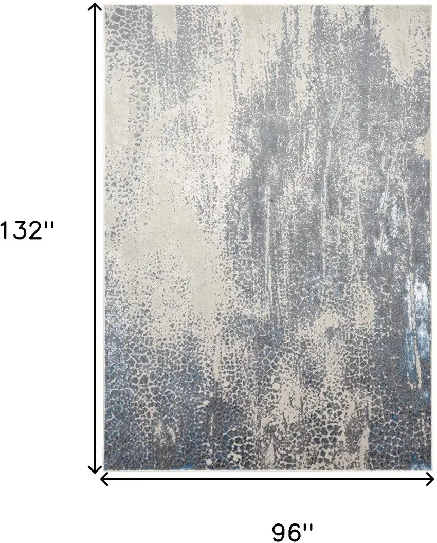 Gray Blue And Ivory Abstract Stain Resistant Area Rug Photo 7