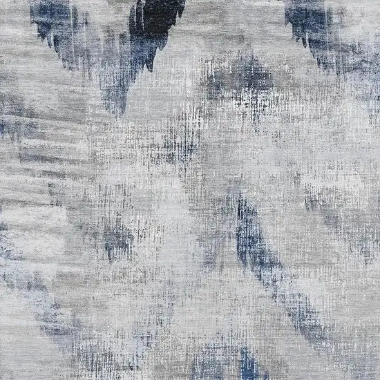Gray Blue And Ivory Abstract Washable Area Rug With UV Protection Photo 3