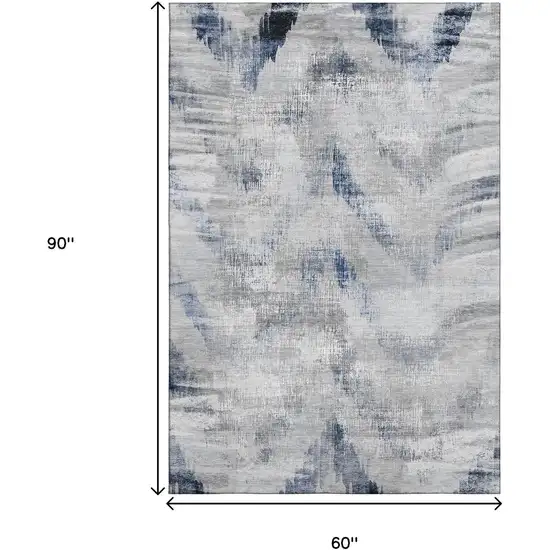 Gray Blue And Ivory Abstract Washable Area Rug With UV Protection Photo 3