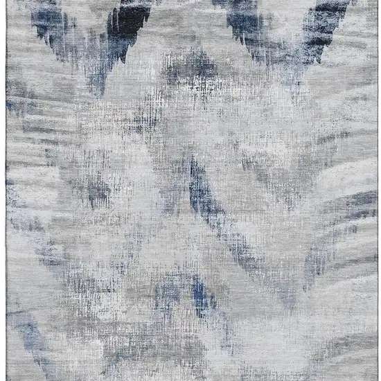 Gray Blue And Ivory Abstract Washable Area Rug With UV Protection Photo 4