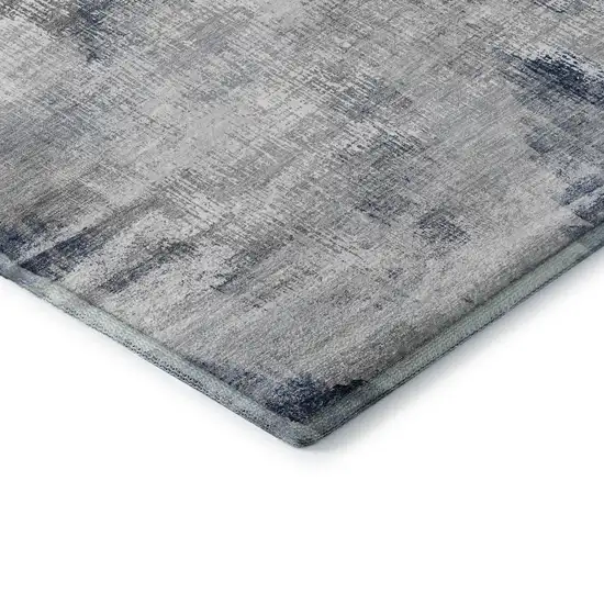 Gray Blue And Ivory Abstract Washable Area Rug With UV Protection Photo 8