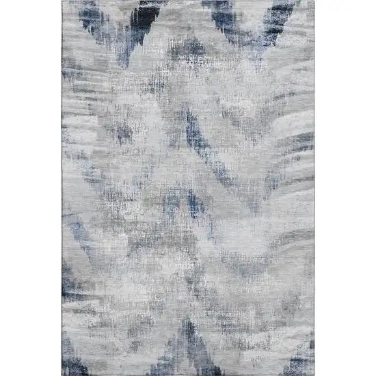 Gray Blue And Ivory Abstract Washable Area Rug With UV Protection Photo 1