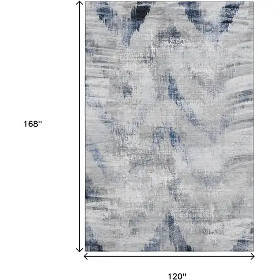 Gray Blue And Ivory Abstract Washable Area Rug With UV Protection Photo 3