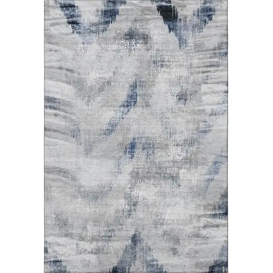 Gray Blue And Ivory Abstract Washable Area Rug With UV Protection Photo 4