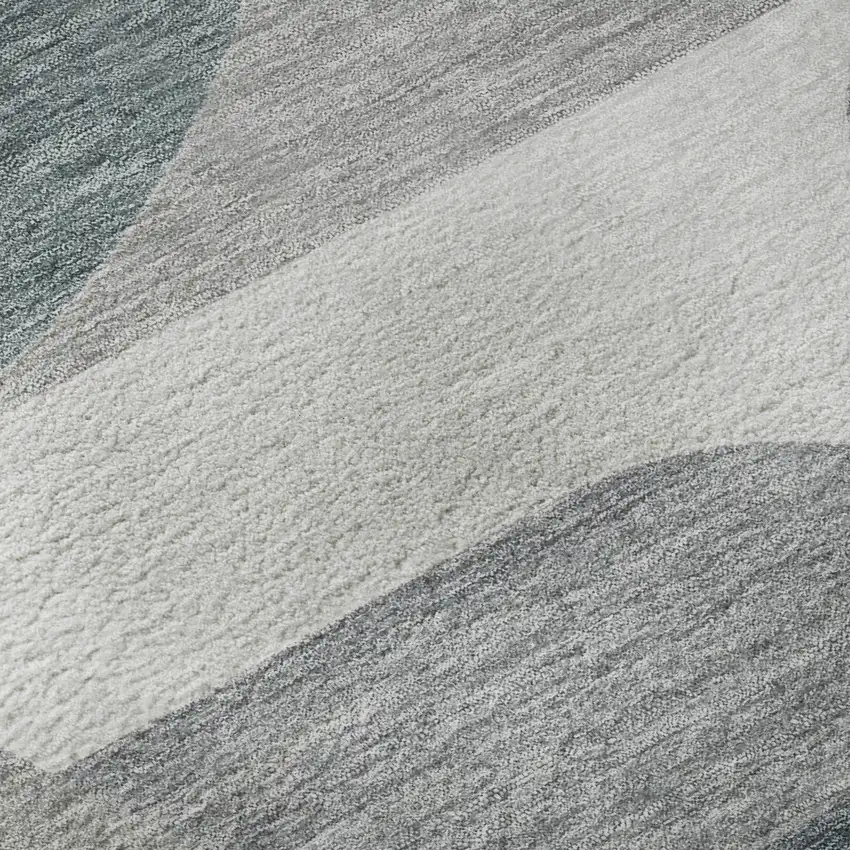 Gray Blue And Ivory Geometric Washable Area Rug With UV Protection Photo 9