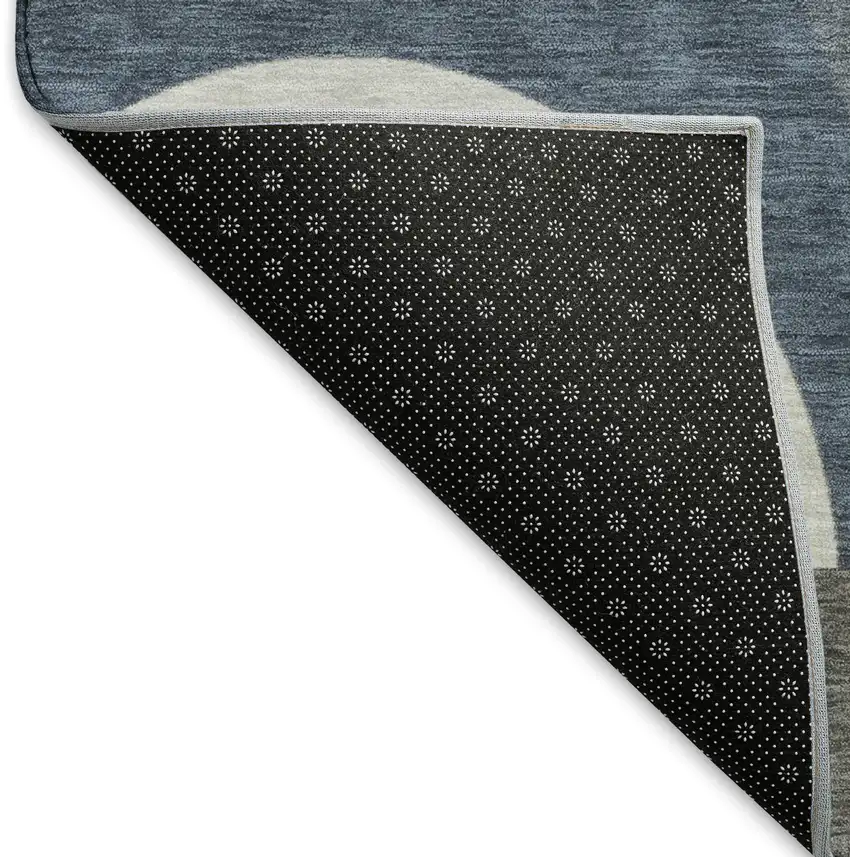 Gray Blue And Ivory Geometric Washable Area Rug With UV Protection Photo 6