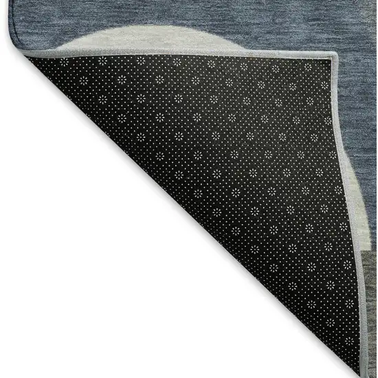 Gray Blue And Ivory Geometric Washable Area Rug With UV Protection Photo 6