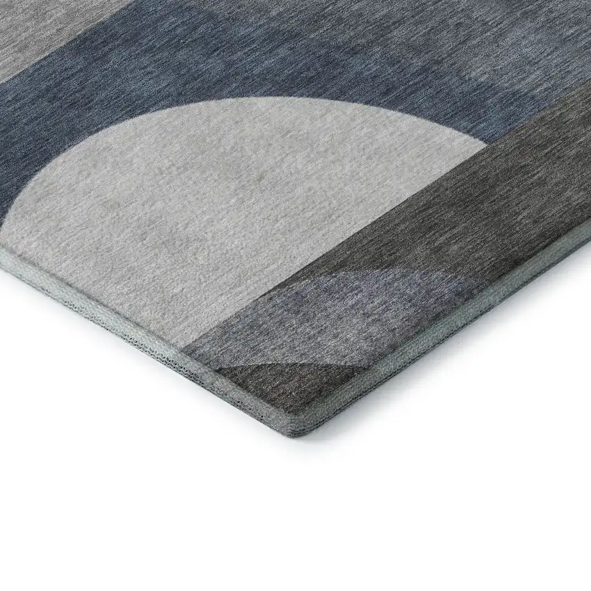 Gray Blue And Ivory Geometric Washable Area Rug With UV Protection Photo 7