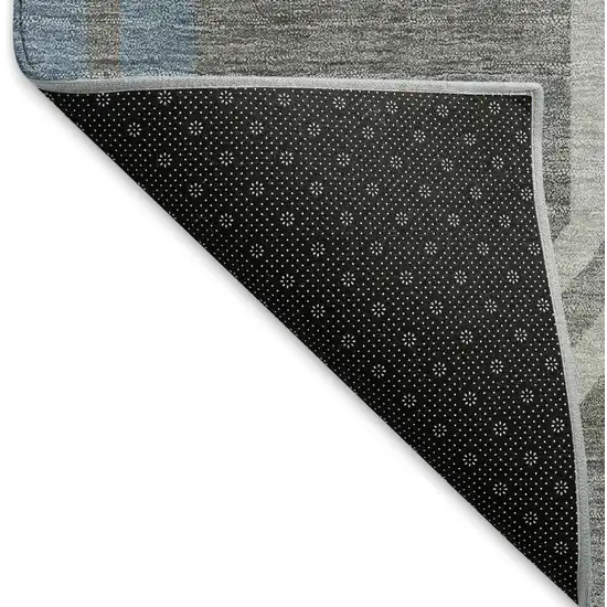 Gray Blue And Ivory Geometric Washable Indoor Outdoor Area Rug Photo 4