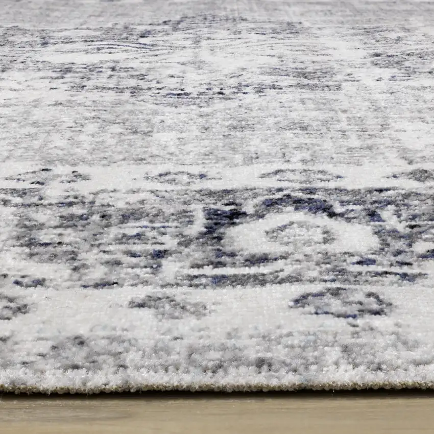 Gray Blue And Ivory Medallion Area Rug Photo 6