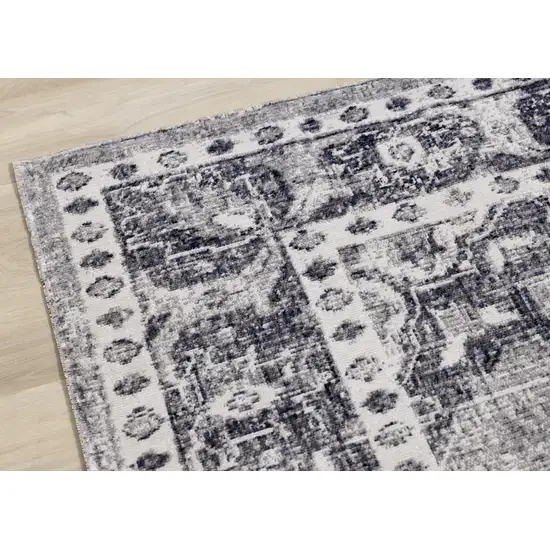 Gray Blue And Ivory Medallion Area Rug Photo 9