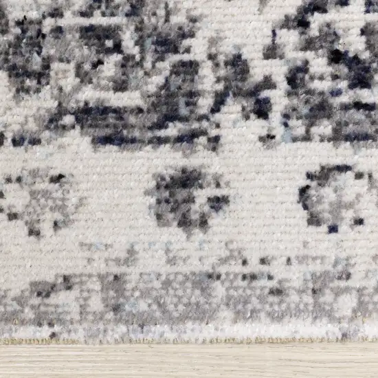 Gray Blue And Ivory Medallion Area Rug Photo 7