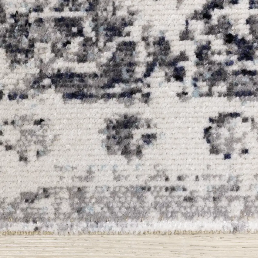 Gray Blue And Ivory Medallion Area Rug Photo 7