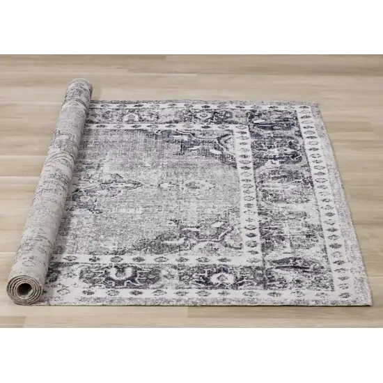 Gray Blue And Ivory Medallion Area Rug Photo 4