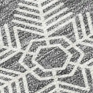 Photo of Gray Blue And Ivory Medallion Washable Indoor Outdoor Area Rug