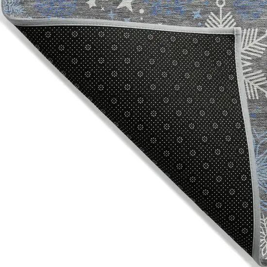 Gray Blue And Ivory Snowflake Washable Indoor Outdoor Area Rug Photo 8