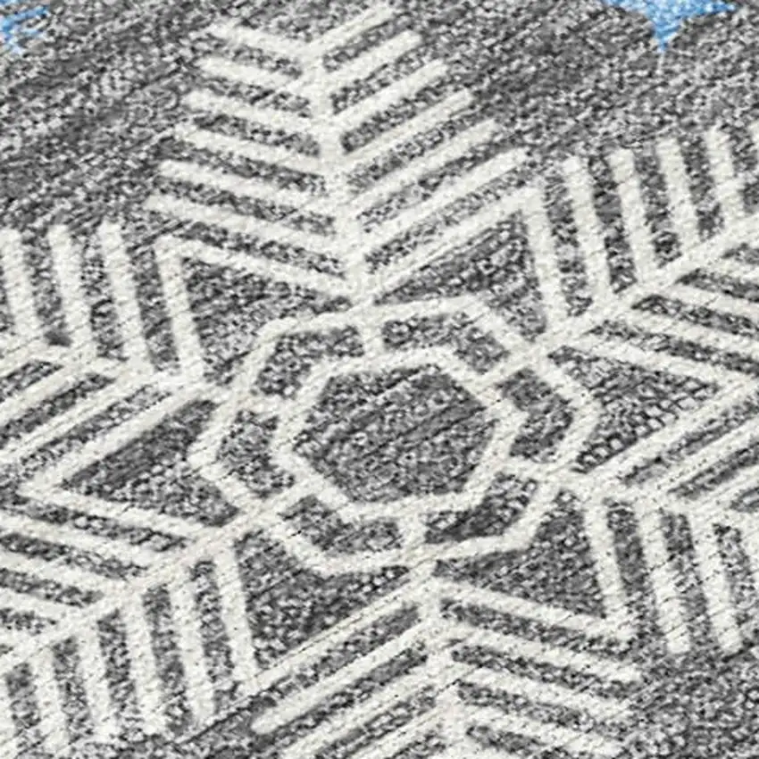 Gray Blue And Ivory Snowflake Washable Indoor Outdoor Area Rug Photo 4