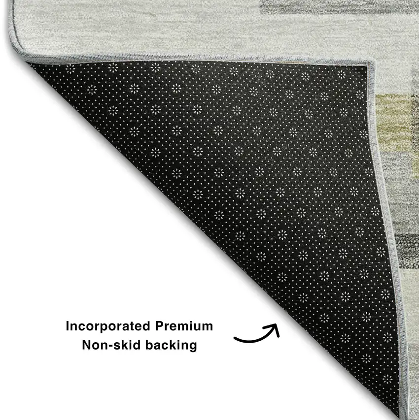 Gray Blue And Ivory Striped Washable Area Rug With UV Protection Photo 7