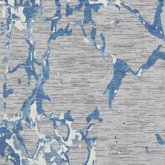 Gray Blue And Ivory Striped Washable Area Rug With UV Protection Photo 2