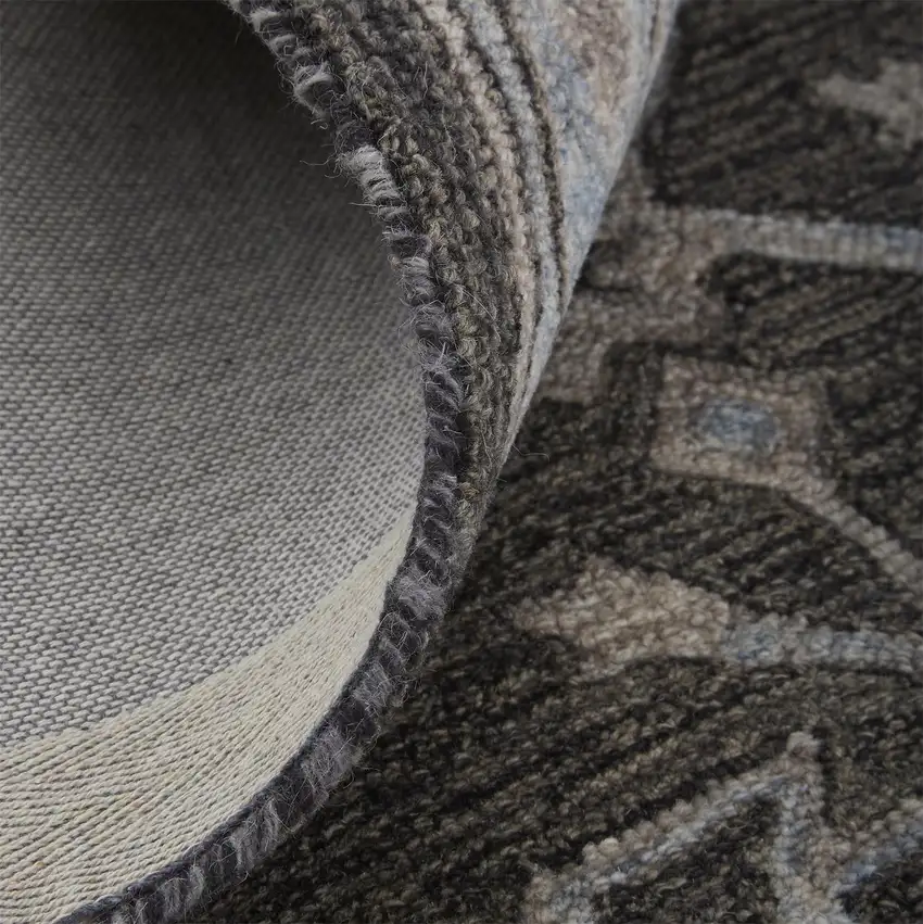 Gray Blue And Ivory Wool Floral Tufted Handmade Stain Resistant Area Rug Photo 6
