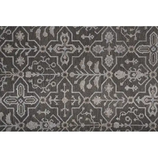 Blue Gray And Charcoal Wool Floral Hand Tufted Area Rug Photo 9