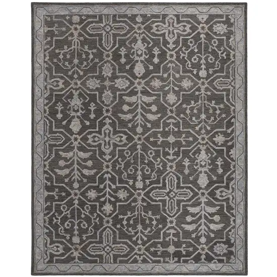 Blue Gray And Charcoal Wool Floral Hand Tufted Area Rug Photo 2