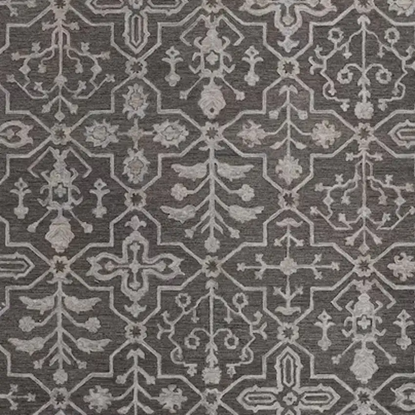 Gray Blue And Ivory Wool Floral Tufted Handmade Stain Resistant Area Rug Photo 4