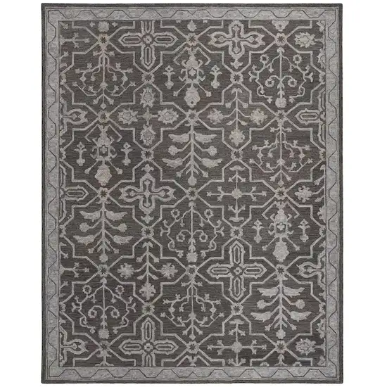 Blue Gray And Charcoal Wool Floral Hand Tufted Area Rug Photo 4