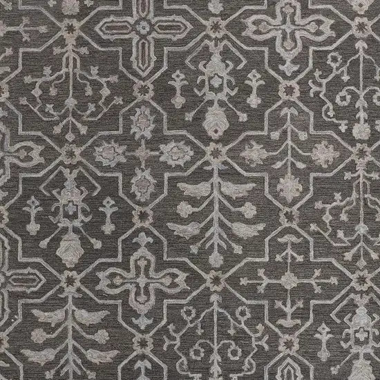 Blue Gray And Charcoal Wool Floral Hand Tufted Area Rug Photo 4