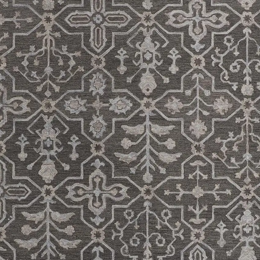 Blue Gray And Charcoal Wool Floral Hand Tufted Area Rug Photo 4