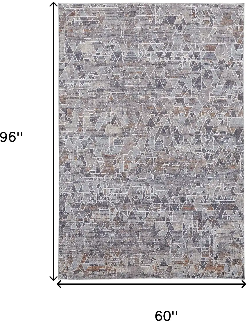 Gray Blue And Orange Abstract Power Loom Distressed Stain Resistant Area Rug Photo 10