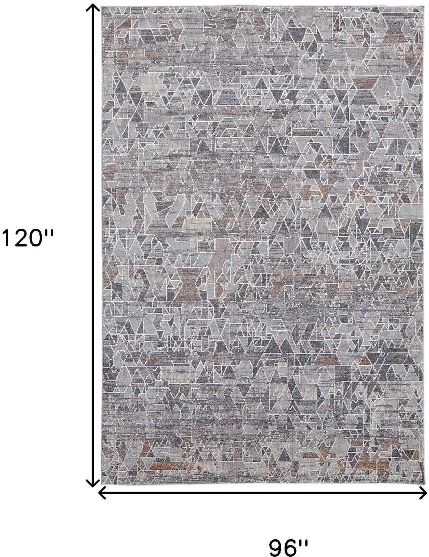 Gray Blue And Orange Abstract Power Loom Distressed Stain Resistant Area Rug Photo 10