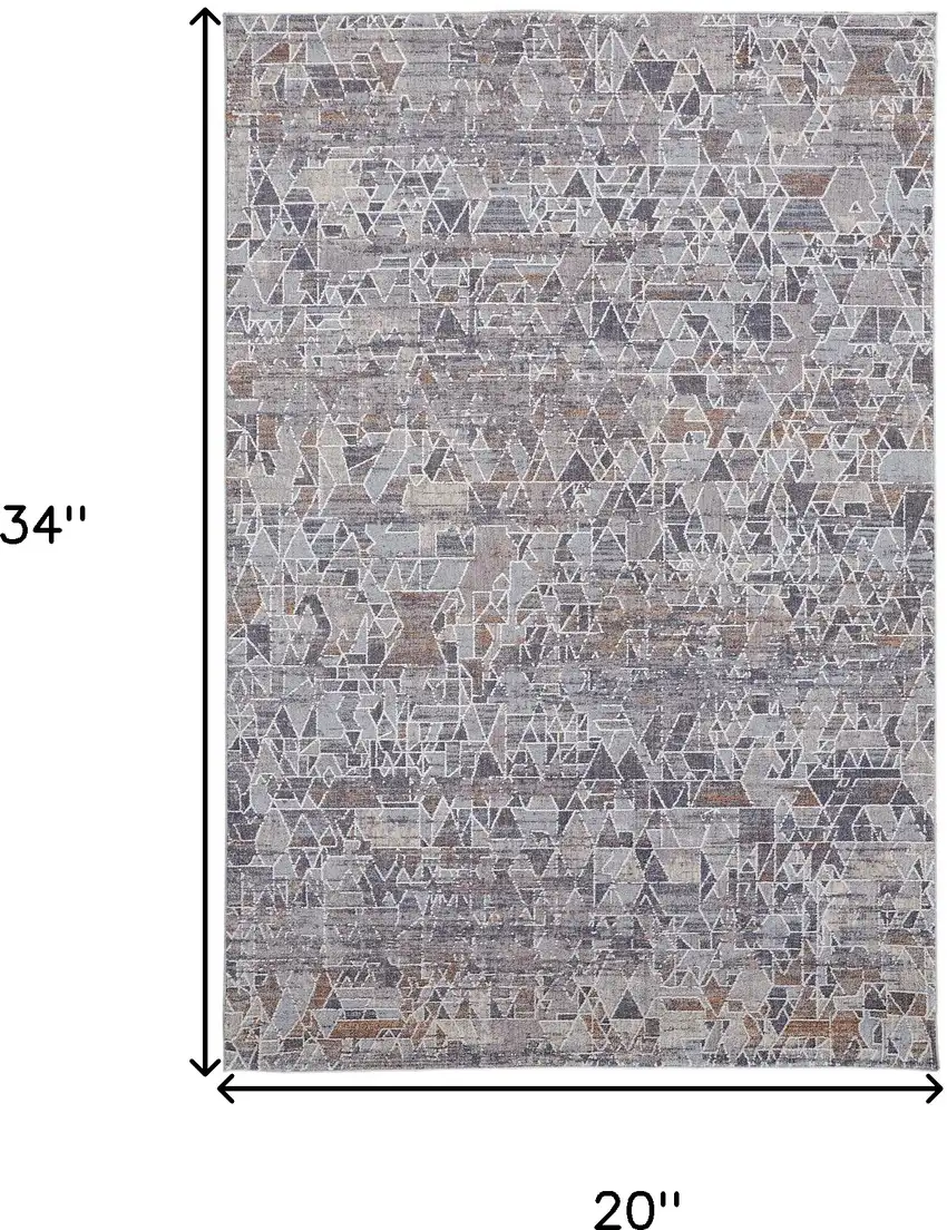 Gray Blue And Orange Abstract Power Loom Distressed Stain Resistant Area Rug Photo 10