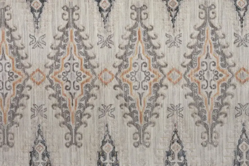 Gray Blue And Orange Floral Stain Resistant Area Rug Photo 8