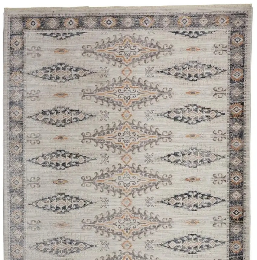 Gray and Black Floral Non Skid Area Rug Photo 7