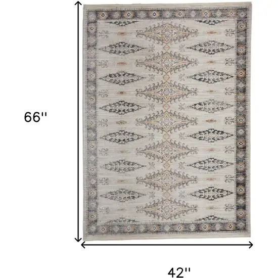 Ivory Black And Gray Oriental Area Rug Photo 3